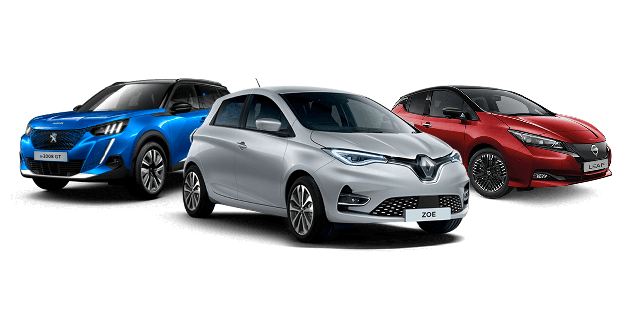 três modelos de carros elétricos usados