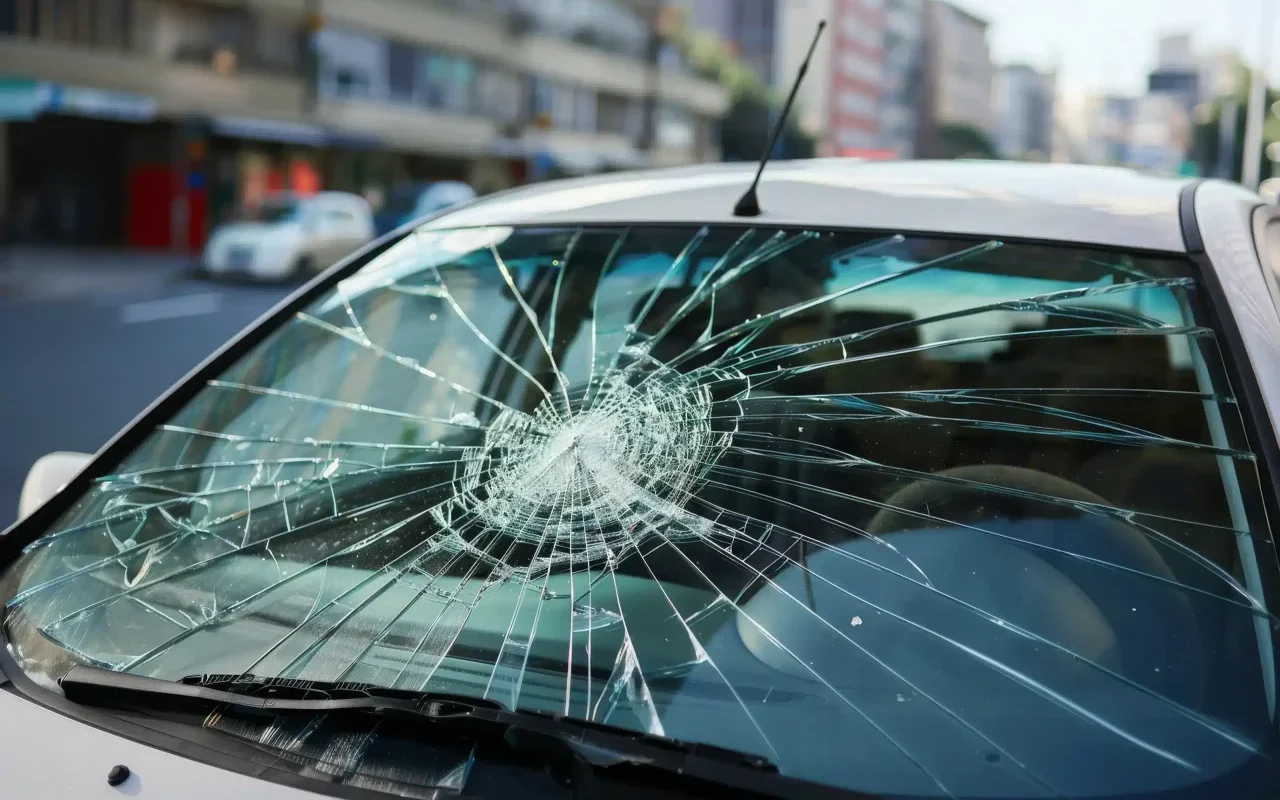 Para brisas de carro partido