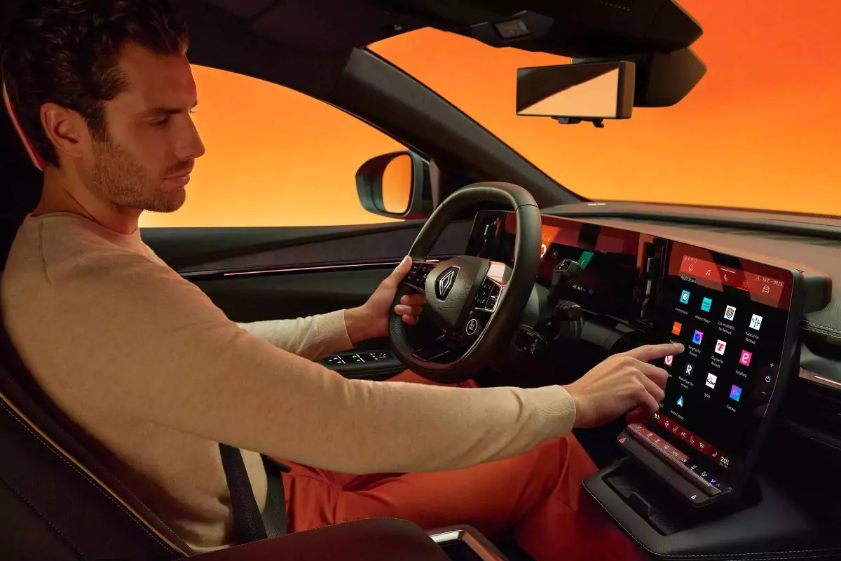 interior-megane-eletrico interior do megane elétrico, painel digital vertical