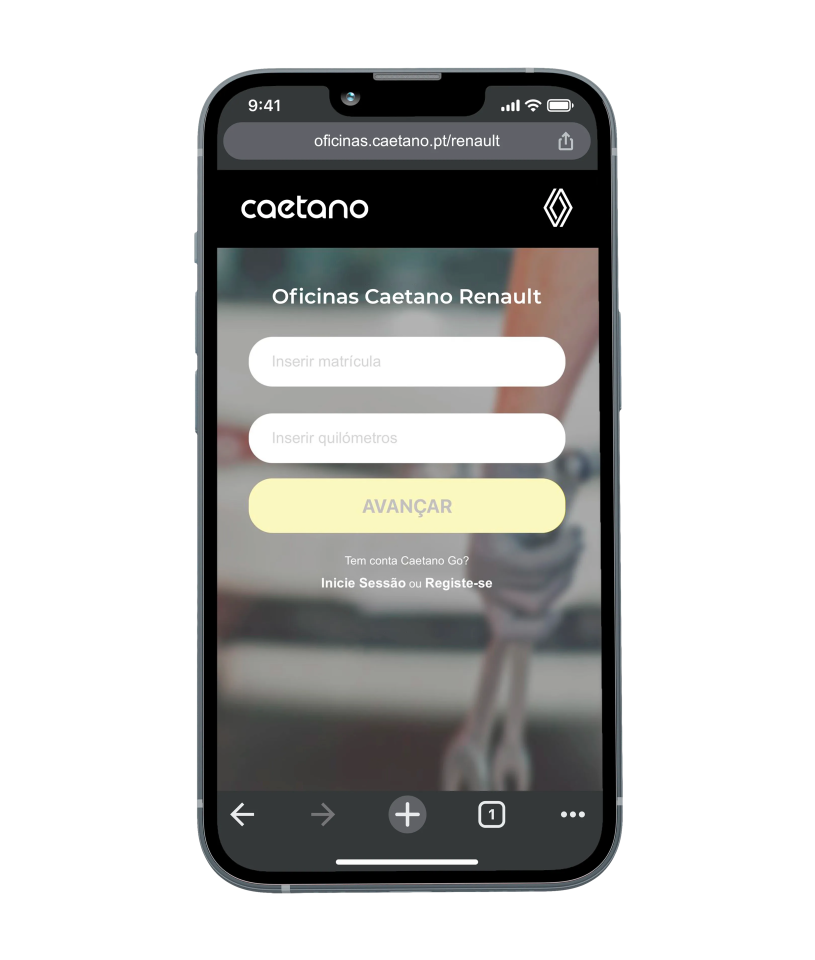 mockup de como marcar serviço de oficina Renault
