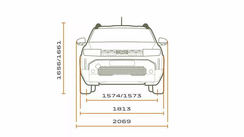 dimensões frontais duster 2024