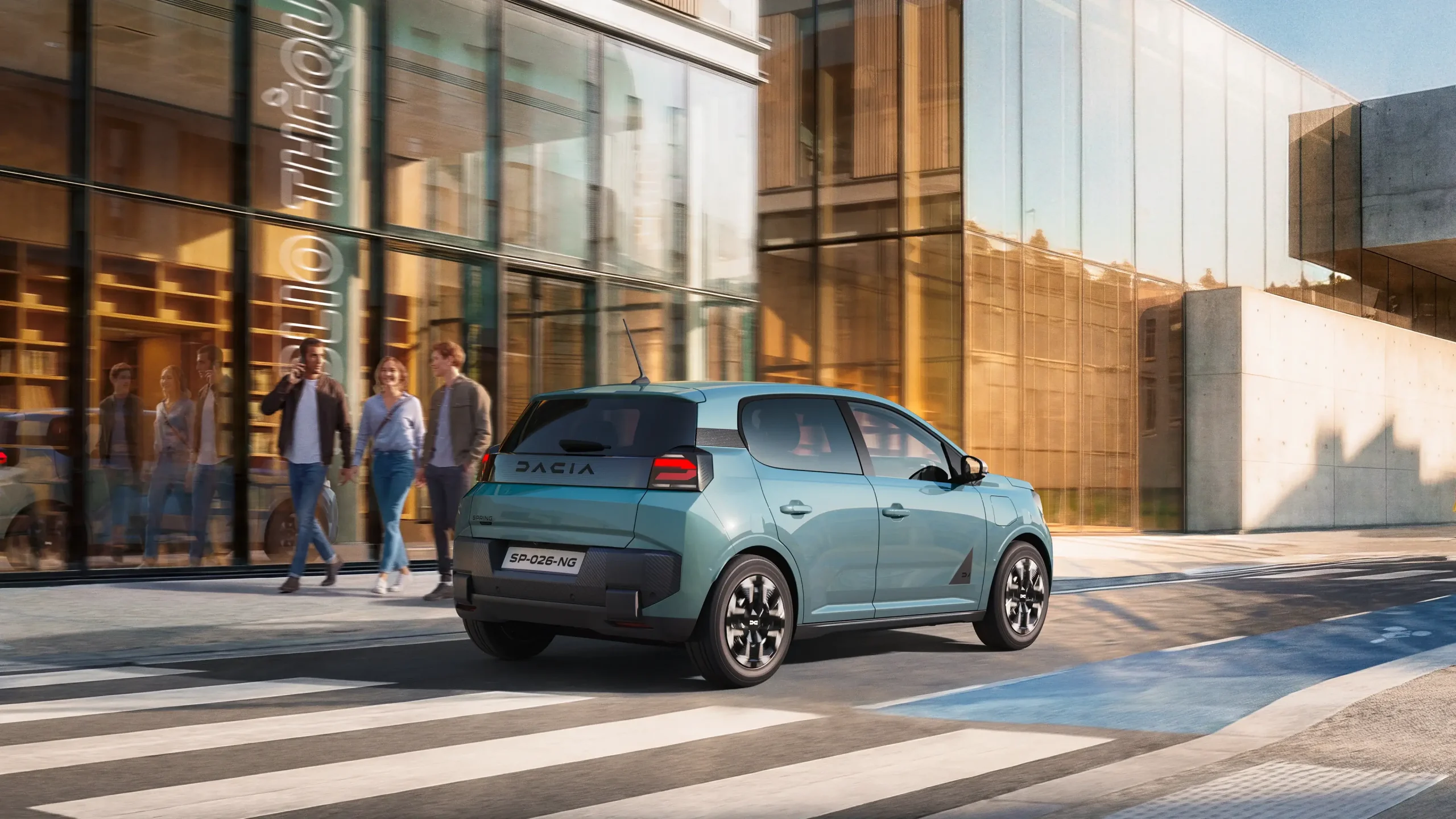 Novo Dacia Spring vista 3/4 de traseira