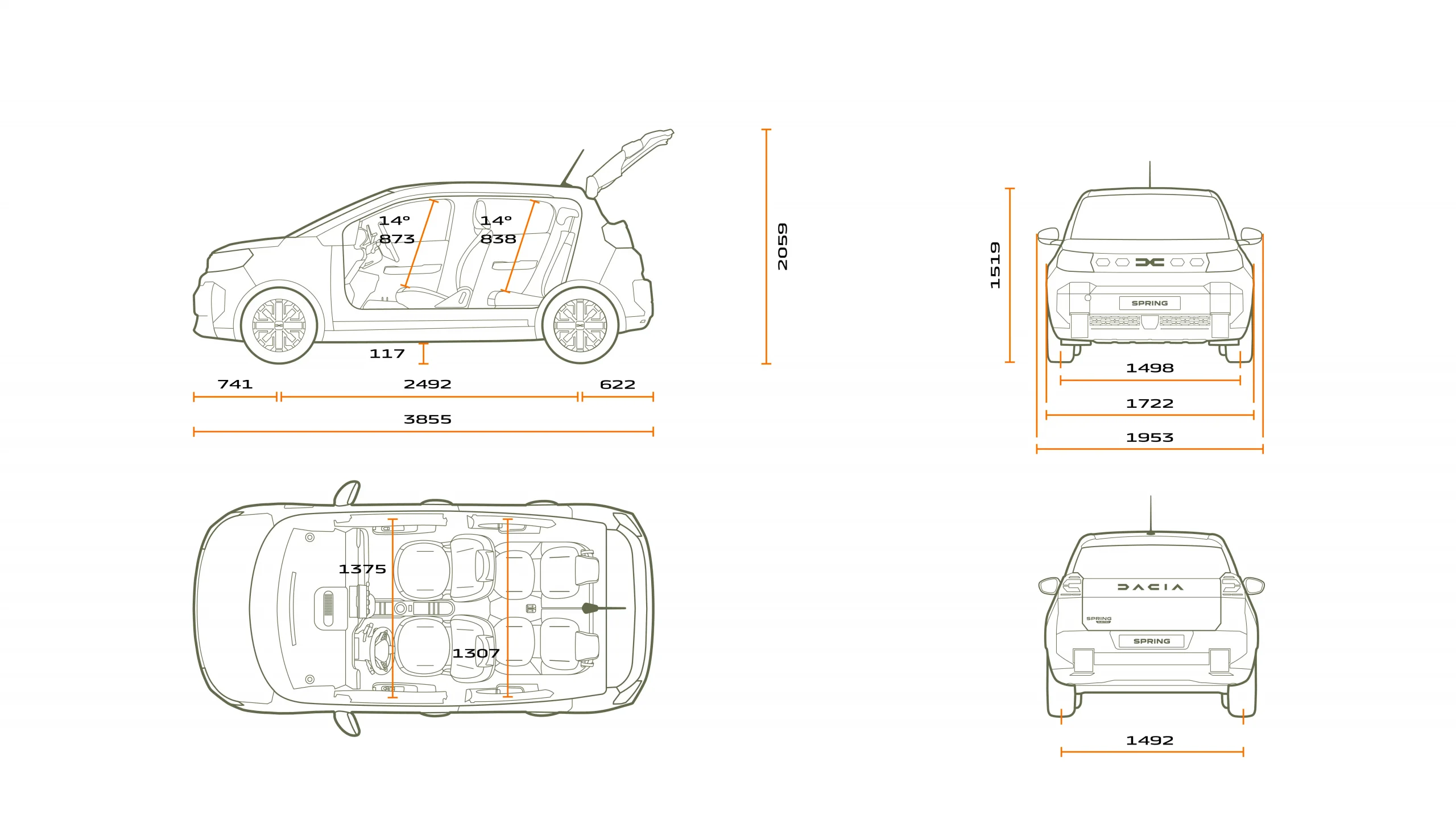 Dimensões novo Dacia Spring