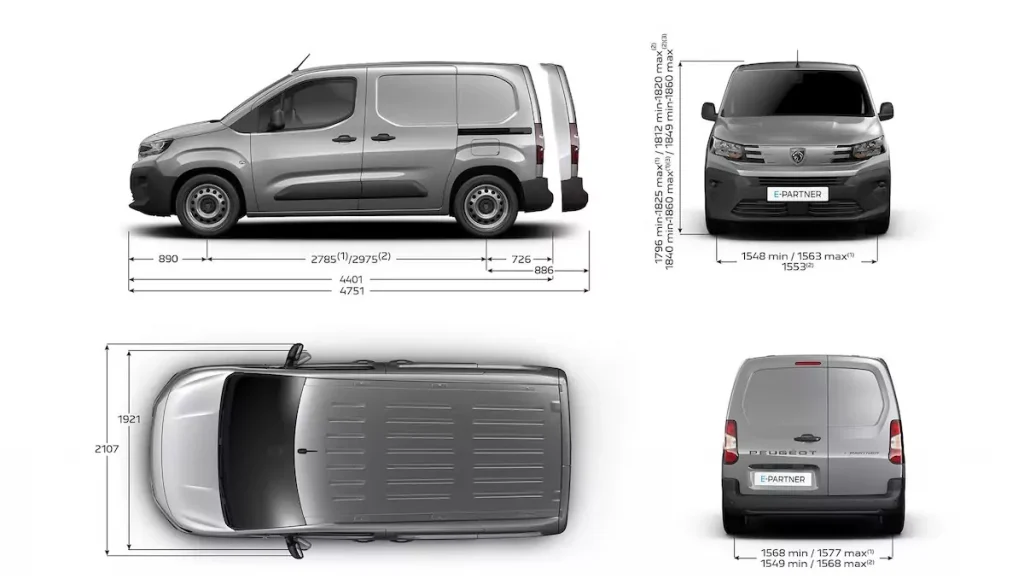 Dimensões da carrinha Partner