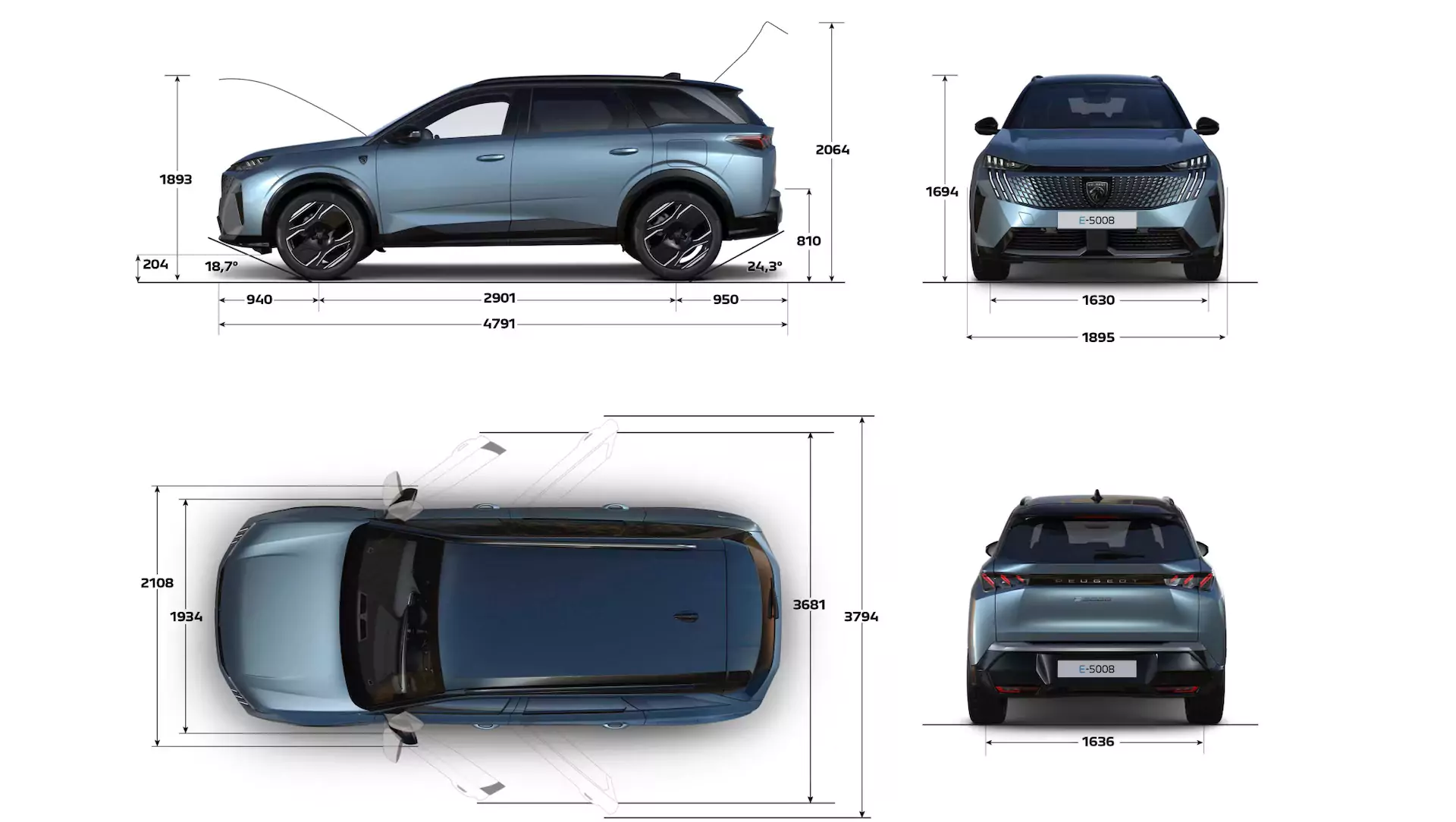dimensoes-5008 dimensões novo Peugeot 5008