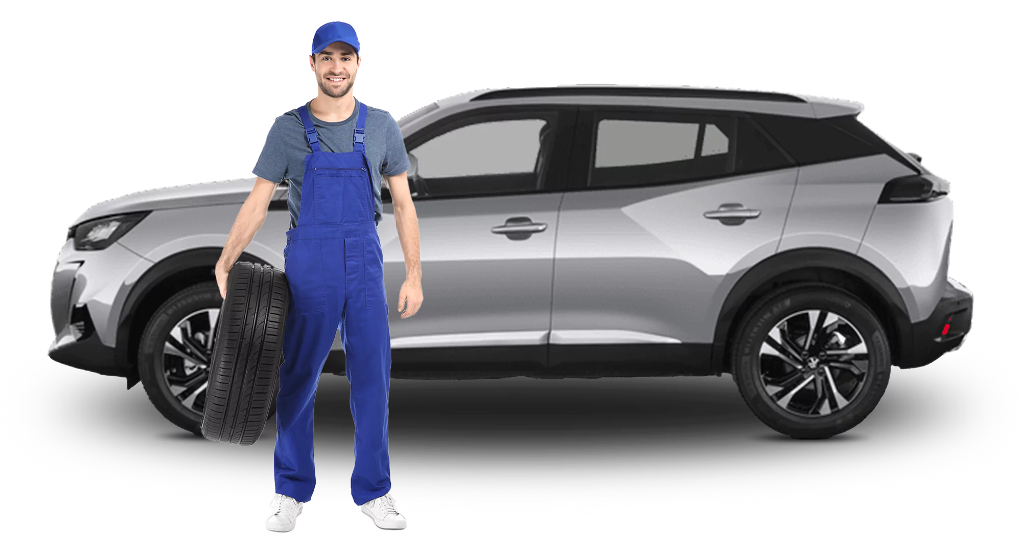 carro Peugeot nas oficinas com mecânico