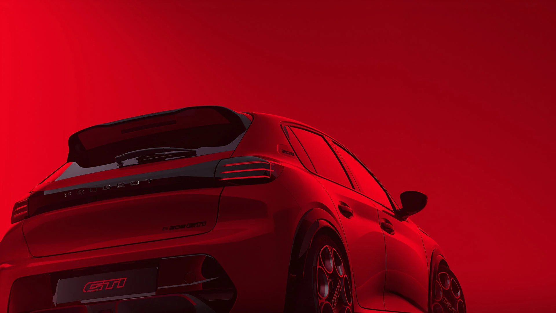 Peugeot E-208 GTi visto da traseira