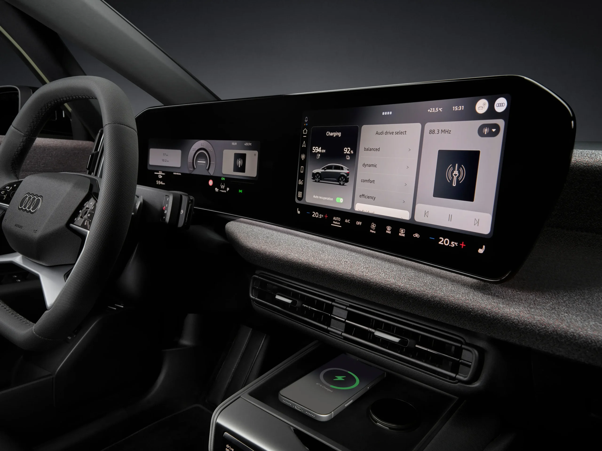 Audi A2 e-tron vista interior tecnologia
