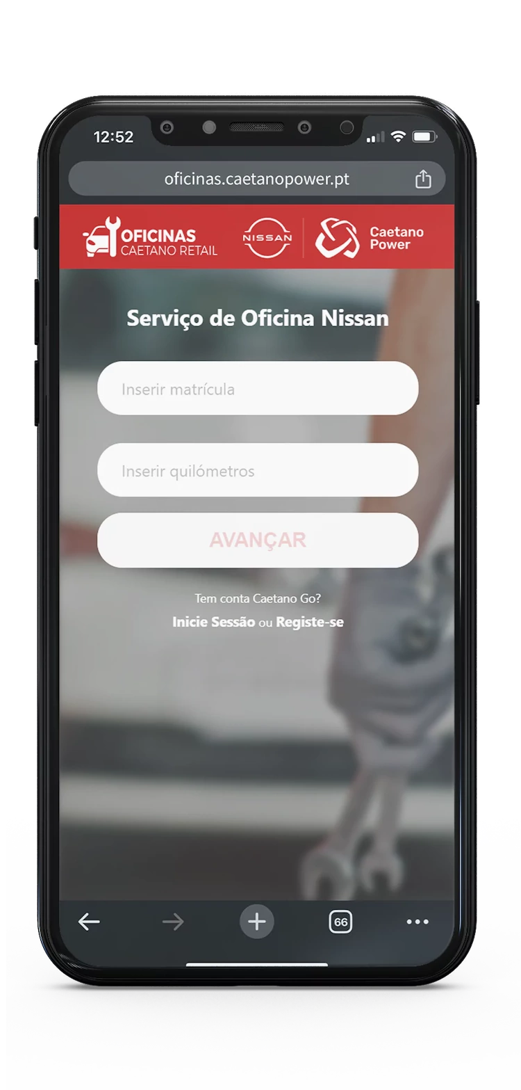 mock-up de marcação das oficinas Nissan