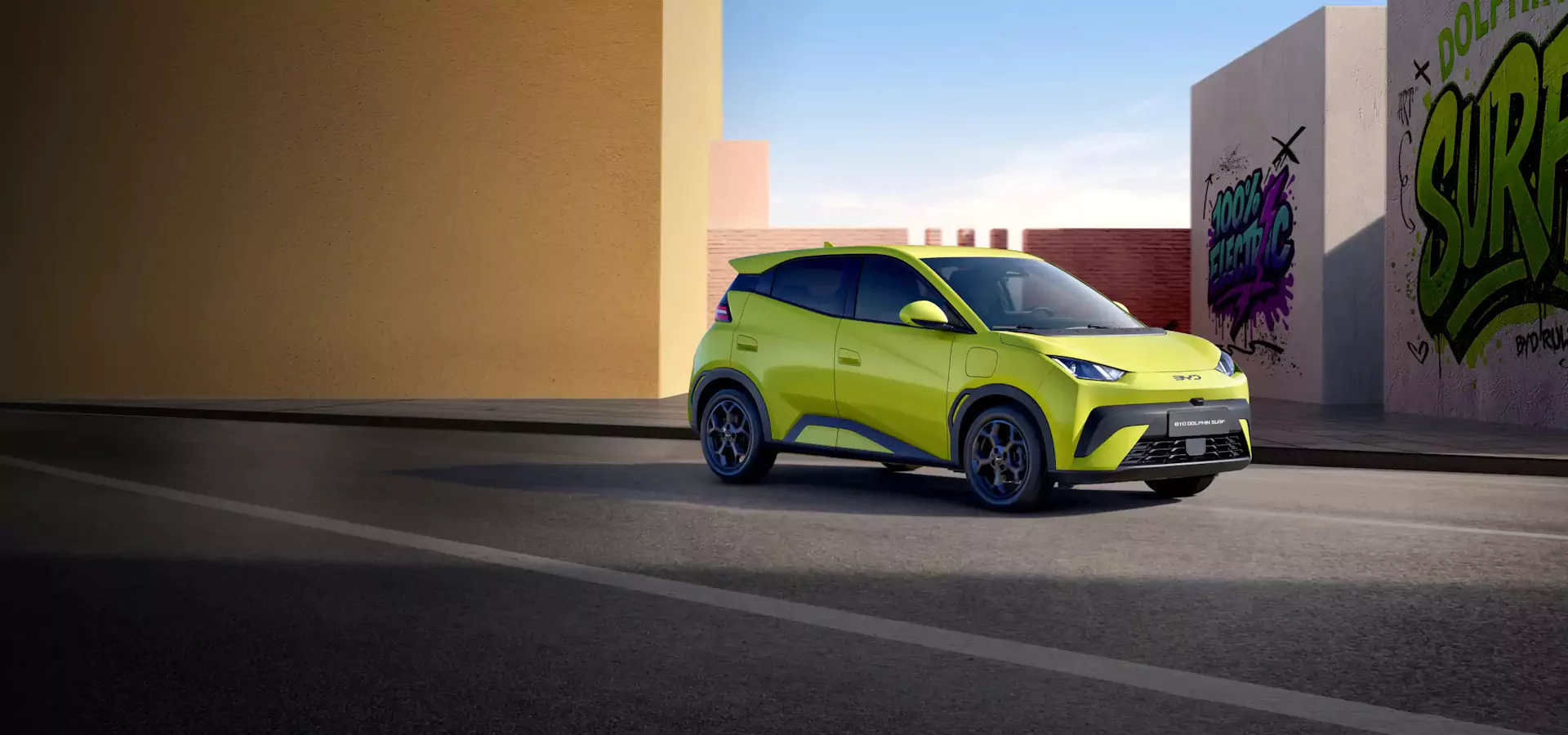 BYD Dolphin Surf 2025 citadino 100% elétrico em amarelo