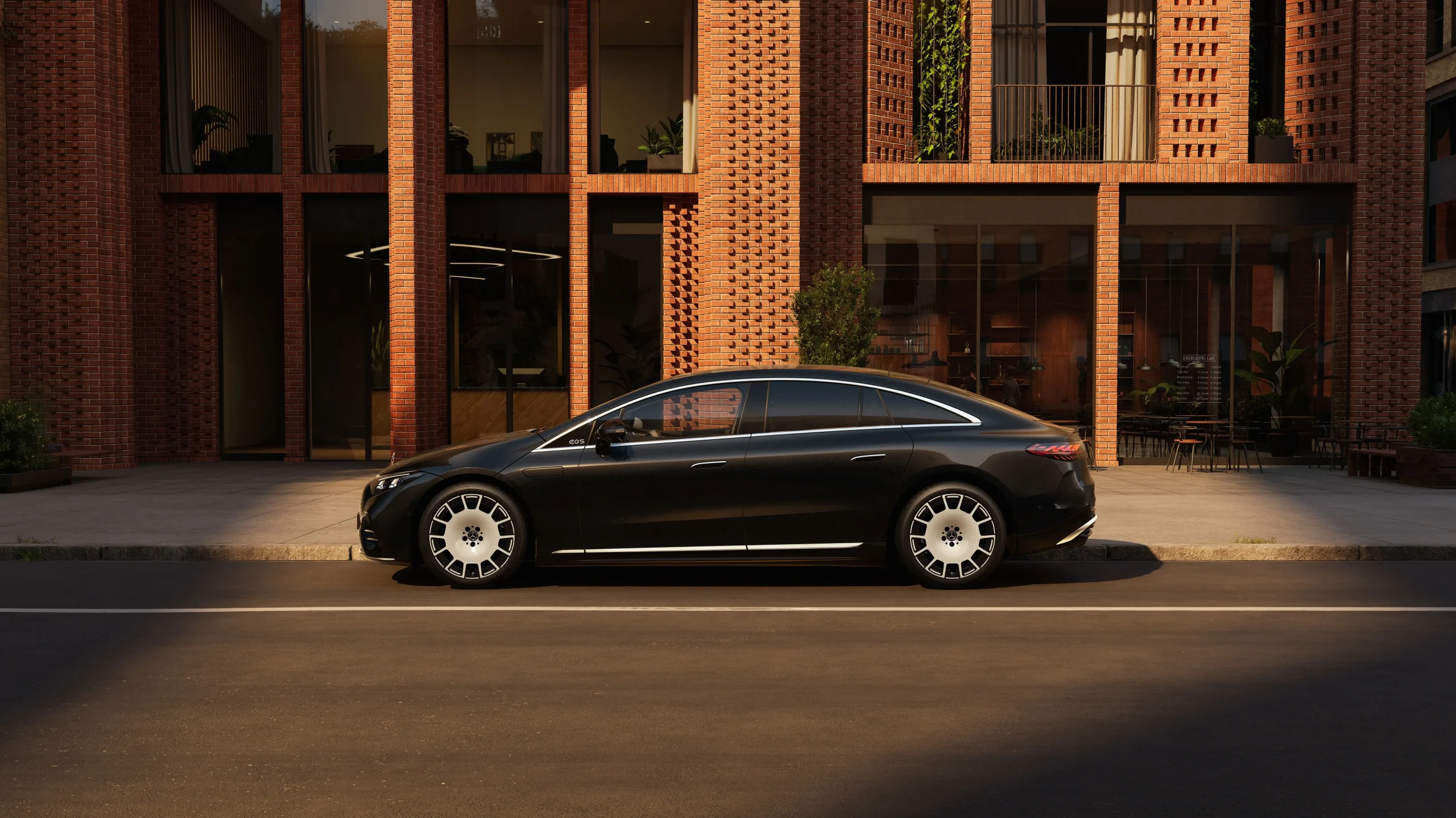 eqs-4 Vista lateral do Mercedes-Benz EQS Limousine