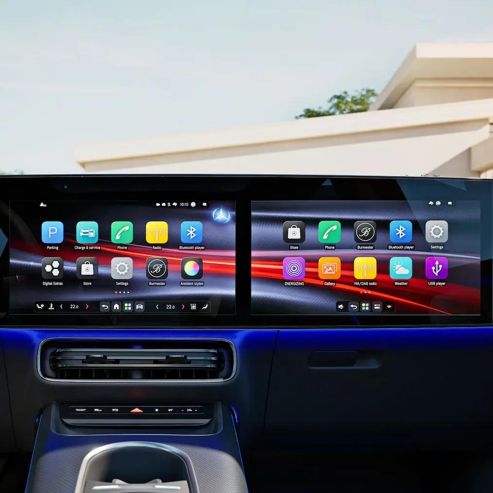 vista dos ecrãs do Mercedes-Benz GLB