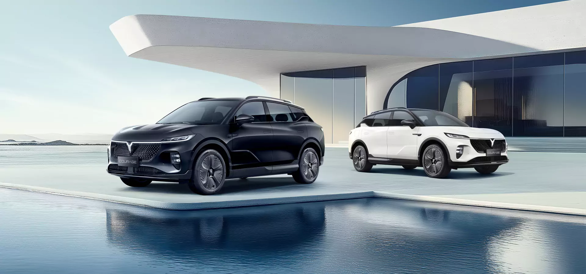 VOYAH Courage SUV premium 100% elétrico em preto e branco