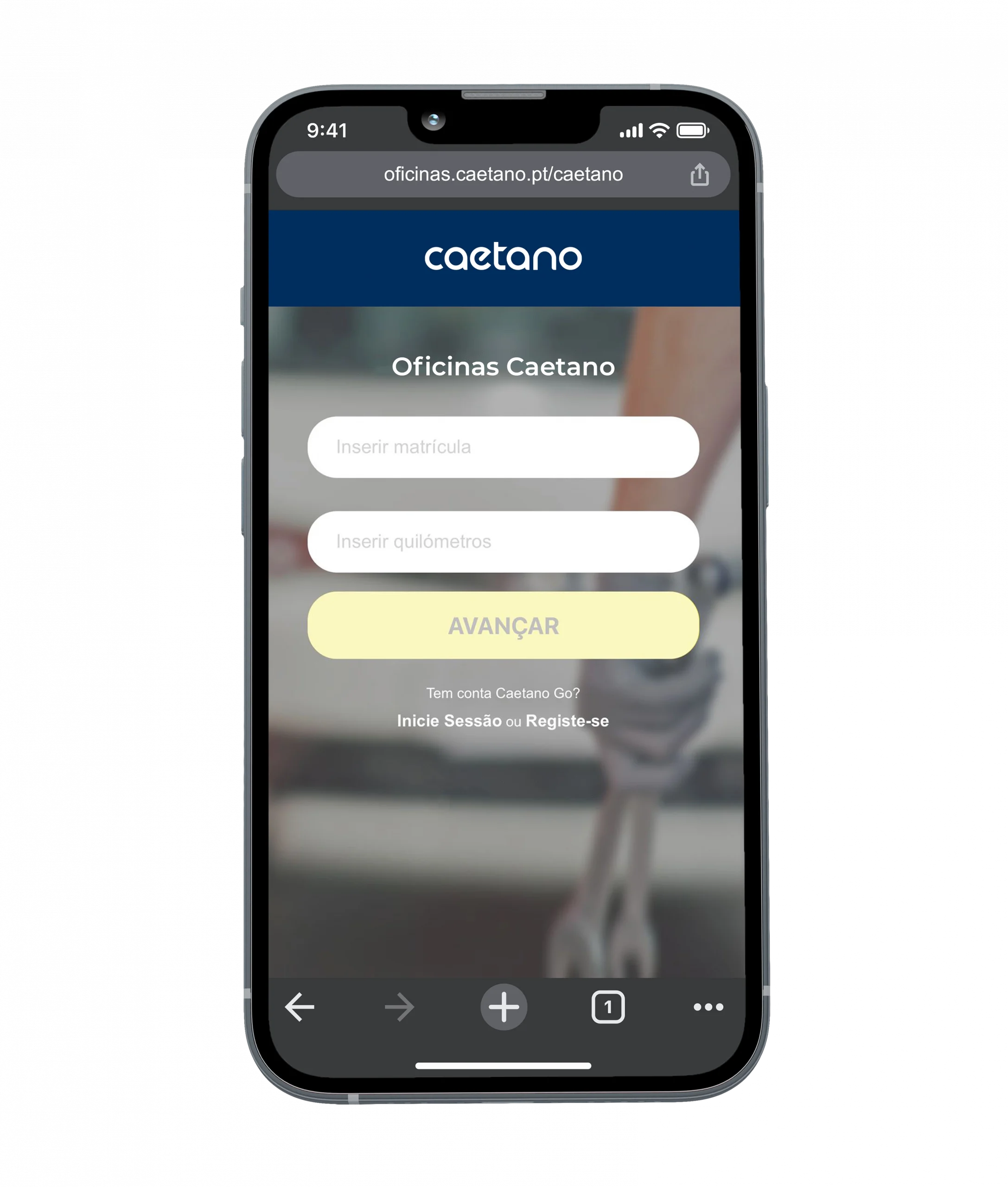 Smartphone com website Oficinas Caetano