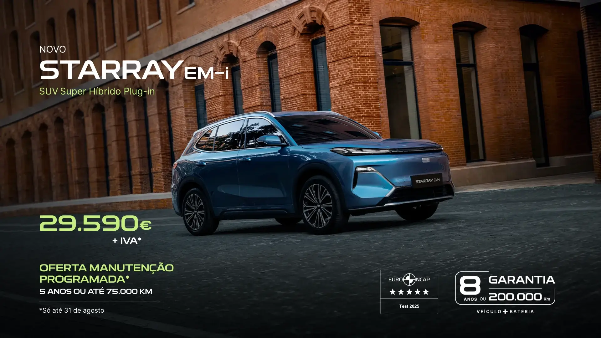 Condições da campanha promocional Geely Starray EM-i. Válida até 31 de agosto