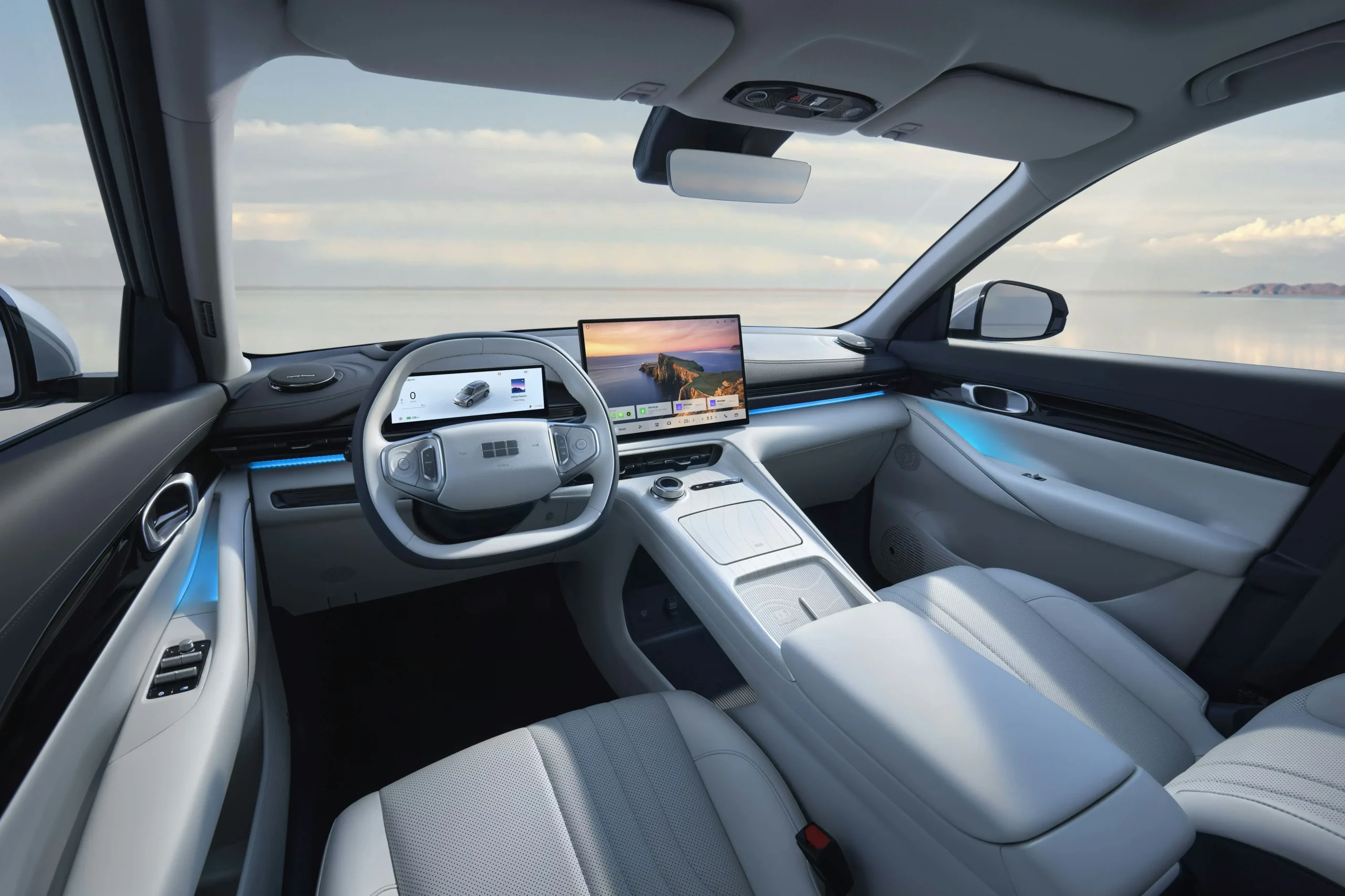 Vista interior do Geely E5